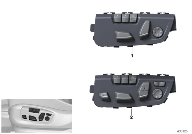 2015 BMW X6 M Seat Adjustment Switch Diagram 1