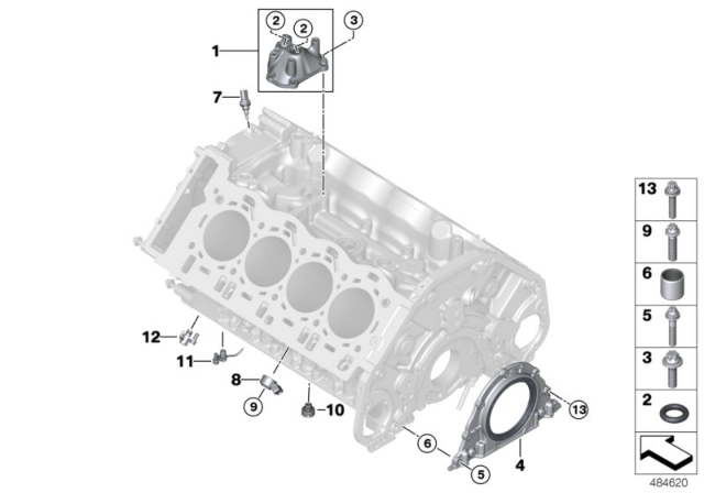 2019 BMW M5 Engine Block & Mounting Parts Diagram 2