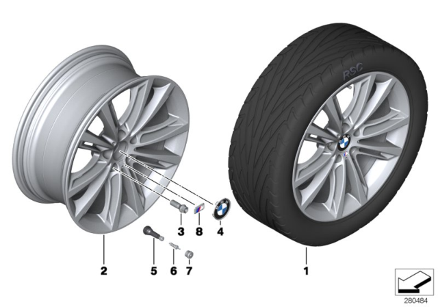 2014 BMW 640i BMW LA Wheel, M V-Spoke Diagram