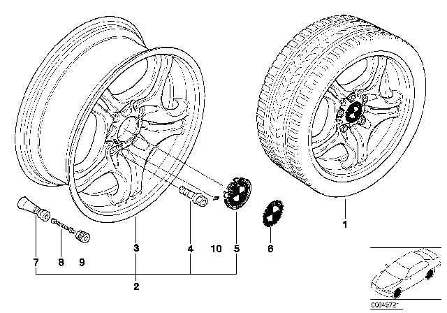 2002 BMW 320i BMW Alloy Wheel, M Double Spoke Diagram 2