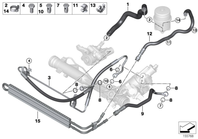 2013 BMW 135i Power Steering / Oil Pipe Diagram