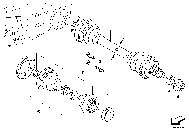 1996 BMW Z3 Axle Shaft Assembly Diagram for 33211229235