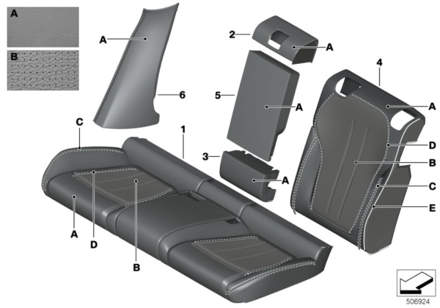 2019 BMW X6 M LEATHER SEAT COVER, REAR Diagram for 52207990451