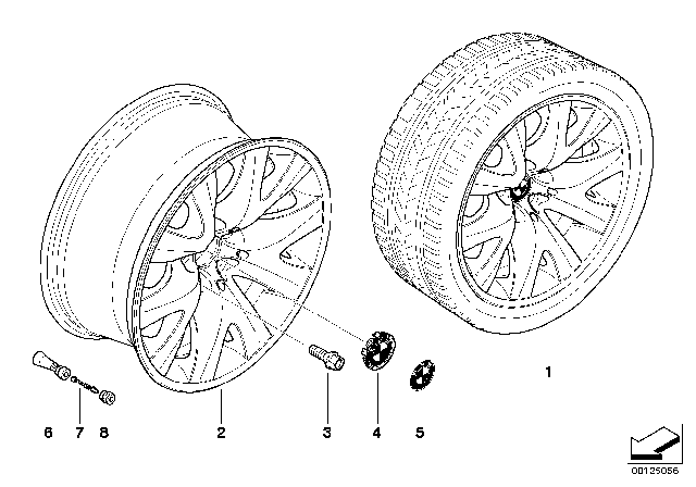 2005 BMW 760i BMW Light-Alloy Wheel, V-Spoke Diagram