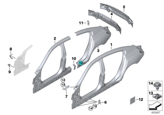 2020 BMW 840i Gran Coupe Side Panel / Tail Trim Diagram