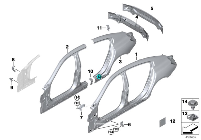 2020 BMW M8 Side Panel / Tail Trim Diagram