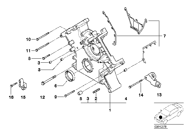 2002 BMW M5 Timing Case Cover, Bottom Diagram for 11141407316