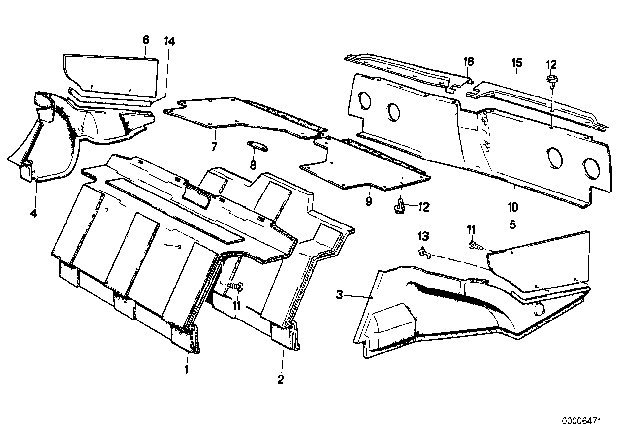 1985 BMW 635CSi Trunk Trim Panel Diagram 2