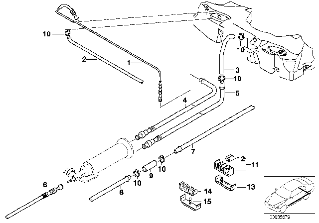 2002 BMW M5 Activated Carbon Contain. For Vent Pipe,Front Diagram for 16122228834