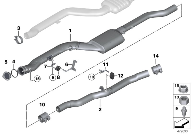 2015 BMW 535d xDrive Centre Muffler Diagram