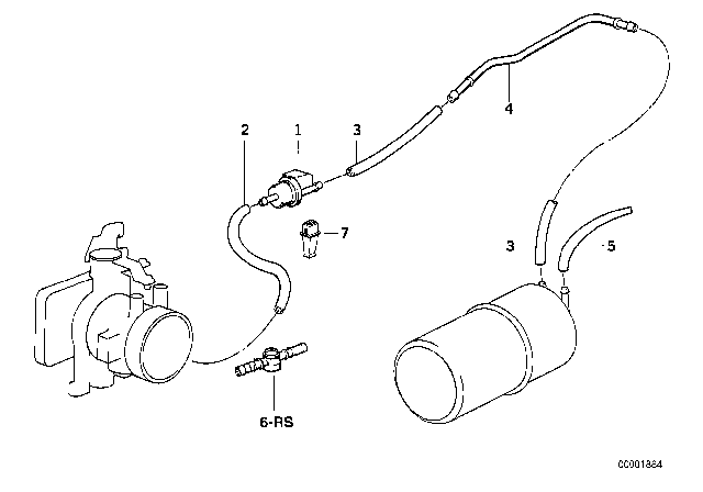 1991 BMW 318i Fuel Tank Breather Valve / Disturb. Air Valve Diagram