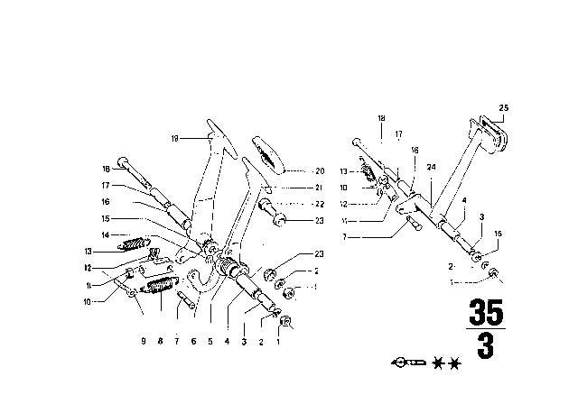 1973 BMW 2002tii Pedals - Supporting Bracket / Clutch Pedal Diagram