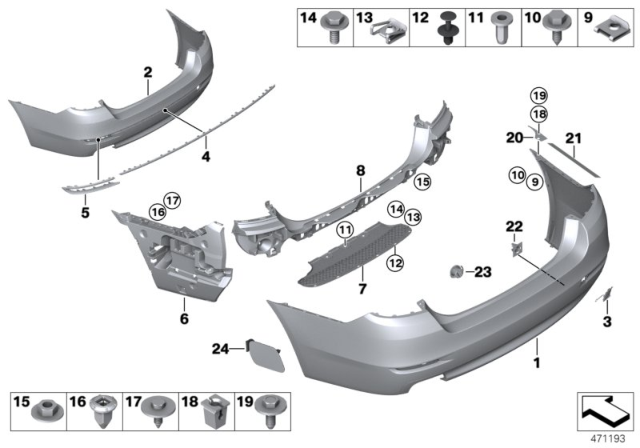 2014 BMW 535d xDrive Panel, Bumper, Primed, Rear Diagram for 51127332761