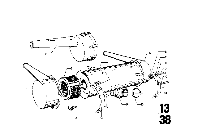 1971 BMW 2002tii Air Cleaner Housing Diagram for 13711255812