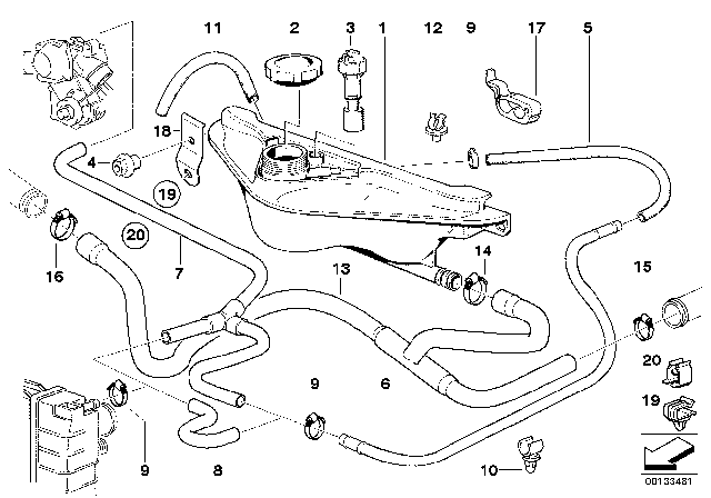 1994 BMW 750iL Expansion Tank Diagram