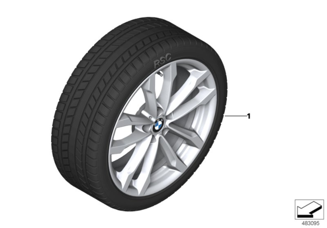 2019 BMW X3 Winter Wheel With Tire V-Spoke Diagram
