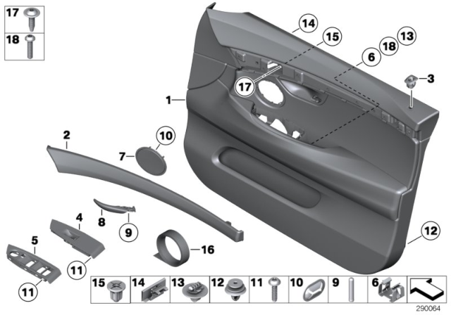 2012 BMW 535i GT Door Trim Panel Diagram