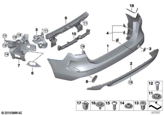 2020 BMW 228i xDrive Gran Coupe Bumper, Rear Diagram