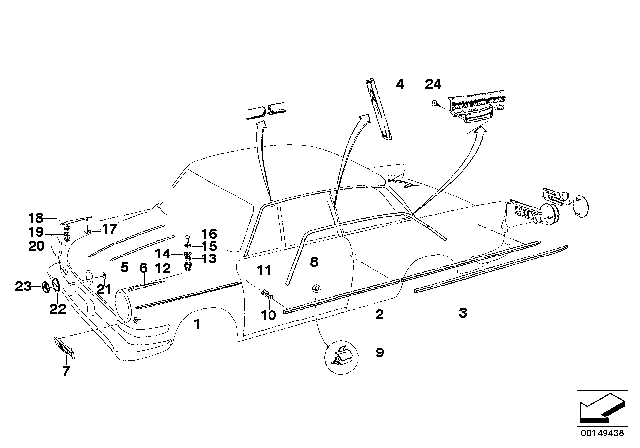 1962 BMW 700 Trim Strip, Door Diagram for 51136051770