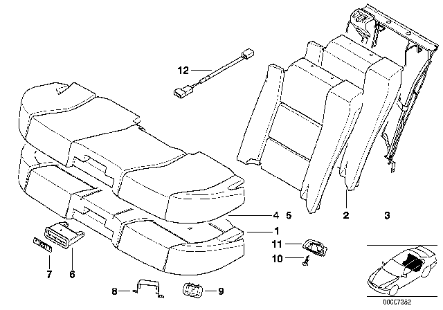 1999 BMW 750iL Rear Seat With CAN Holder Diagram