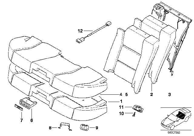 2001 BMW 740i Rear Seat With CAN Holder Diagram