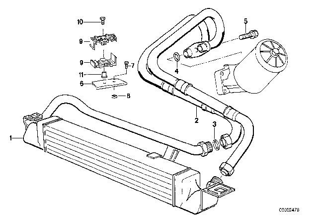 1993 BMW M5 Oil Cooling Pipe Diagram for 17212226381