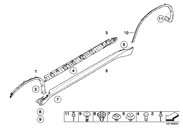 2011 BMW X6 M Door Sill Cover, Primed Right Diagram for 51777206664