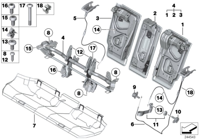 2013 BMW X1 FRAME BACKREST CENTRAL Diagram for 52202994143
