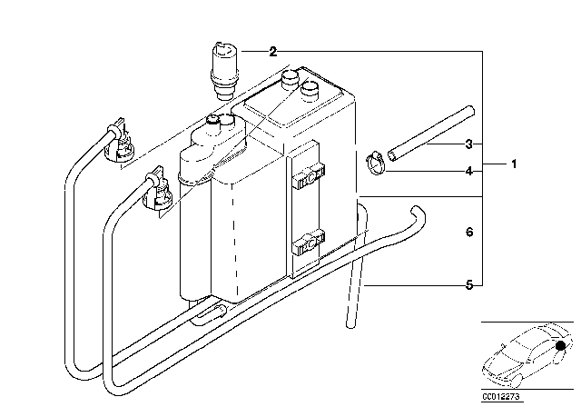 1996 BMW 318ti Activated Charcoal Filter / Tubing Diagram 1