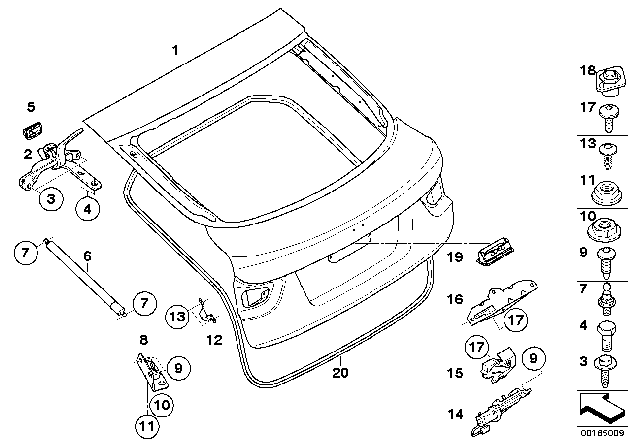 2011 BMW X6 Wedging, Rear Lid, Right Diagram for 51247175832