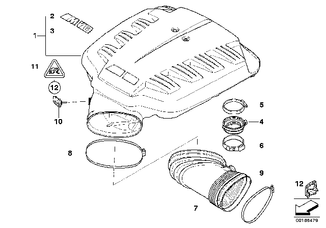 2009 BMW M3 Engine Cover Emblem Diagram for 11617837739