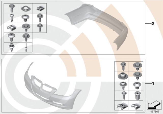 2010 BMW 328i xDrive Mounting Kit, Bumper Diagram