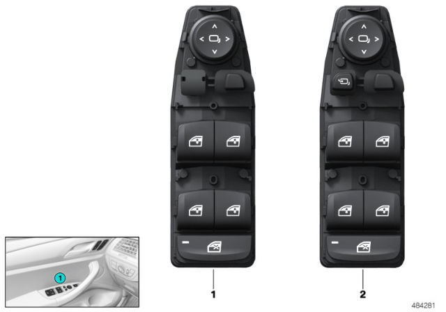 2019 BMW X4 Operating Unit, Switch Cluster, Door Diagram