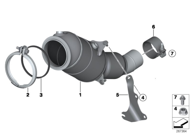 2015 BMW 328i xDrive Engine - Compartment Catalytic Converter Diagram