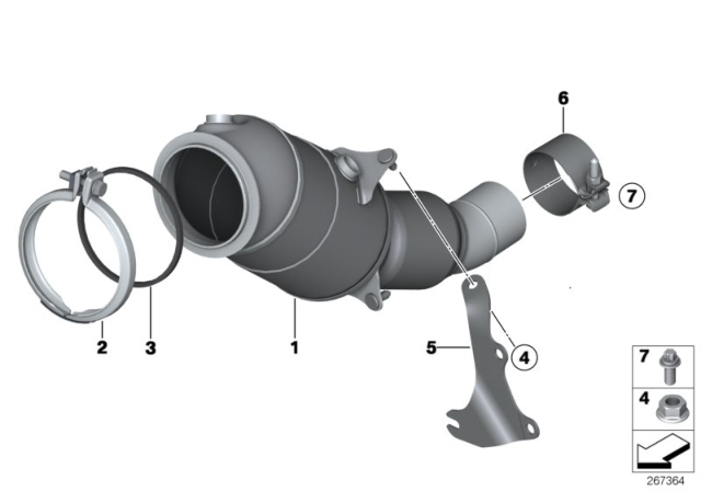 2015 BMW 320i Engine - Compartment Catalytic Converter Diagram