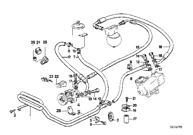 1994 BMW 750iL Hydro Steering - Oil Pipes Diagram 2