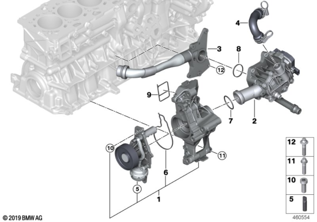2018 BMW 740i Coolant Pump Diagram for 11517643067