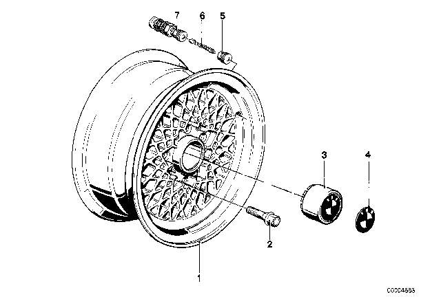 1978 BMW 320i Light Alloy Rim Diagram 2