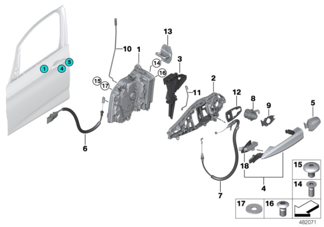 2016 BMW X1 Locking System, Door Diagram 1