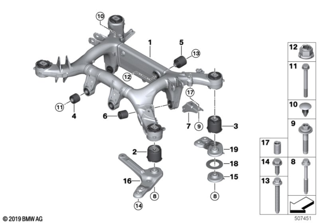 2019 BMW X7 Rubber Mounting Rear Diagram for 33316860420