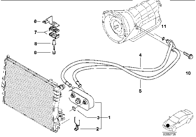 2003 BMW 330Ci Oil Cooling, Automatic Gearbox Diagram 1