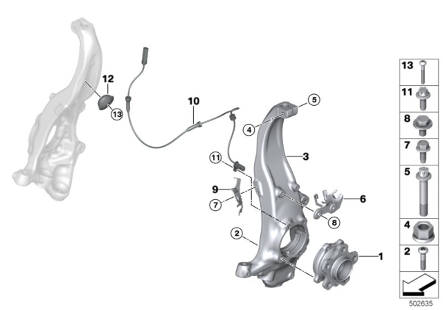 2019 BMW 530e Carrier / Wheel Bearing, Front Diagram 1