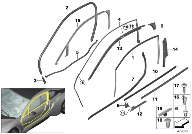 2017 BMW i8 Trims And Seals, Door Diagram