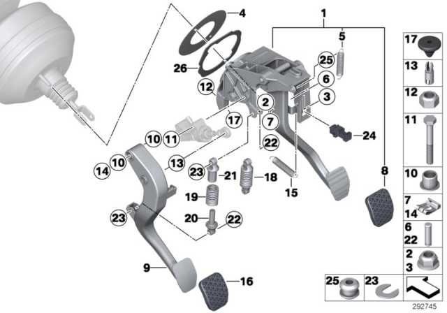 2015 BMW 328i xDrive Pedal Assy W Over-Centre Helper Spring Diagram