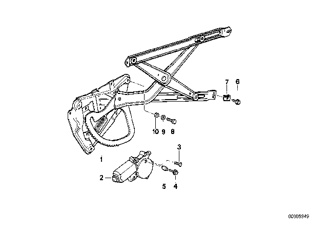 1994 BMW 850Ci Door Window Lifting Mechanism Diagram 2