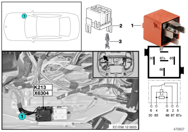 2010 BMW 328i Relay, Electrical Vacuum Pump Diagram 1