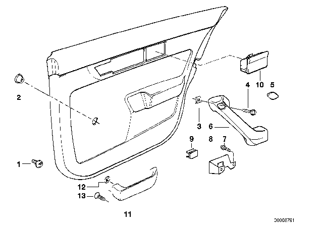 1993 BMW M5 Door Trim, Rear Diagram 1