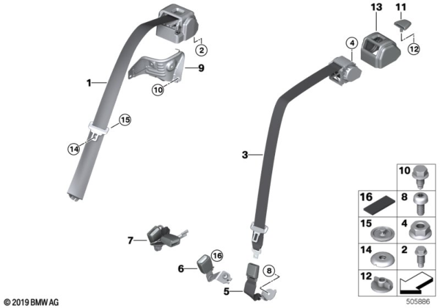 2020 BMW M235i xDrive Gran Coupe UPPER BELT REAR LEFT Diagram for 72118076489