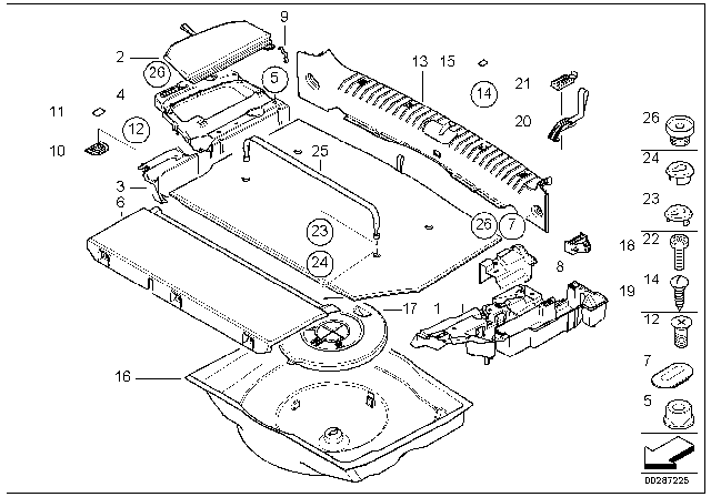 2003 BMW 325i Trim Panel, Rear Trunk / Trunk Lid Diagram 1