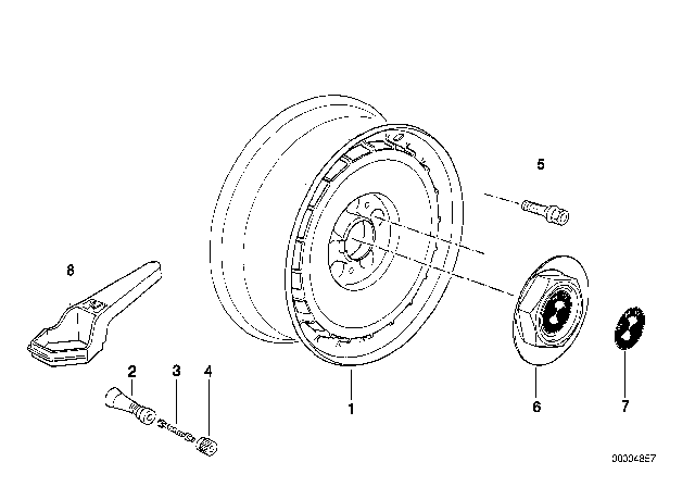 1992 BMW 750iL Alloy Wheel Center Cap Diagram for 36131180076